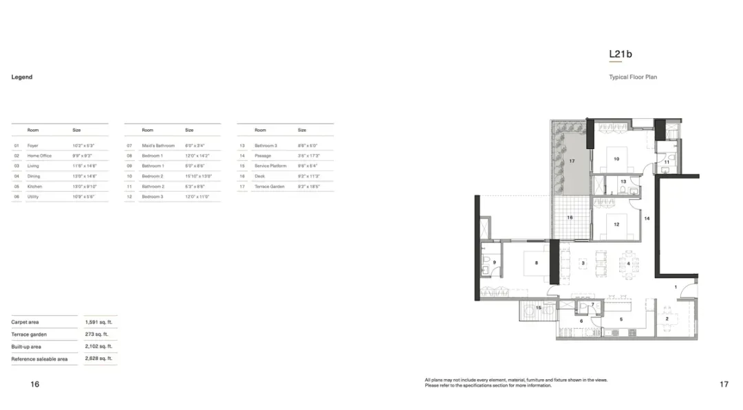 TEDBTW Floor Plan l21b (3BHK)